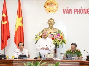 Phó Thủ tướng Nguyễn Xuân Phúc phát biểu tại buổi làm việc. (Ảnh: Dương Giang/TTXVN)