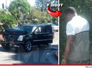 Chiếc xe Escalade của Sean “Diddy” Combs bị móp nghiêm trọng. (Nguồn: tmz.com)