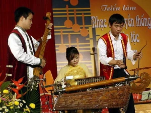 Biểu diễn nhạc cụ truyền thống. (Ảnh: Hữu Việt/TTXVN)