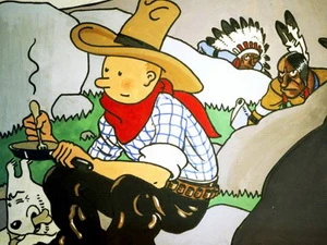 Bản phác bìa cuốn “Tintin in America”. (Nguồn: deccanchronicle.com)