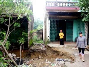 Tình trạng sụt lún bất thường tại xã Ninh Dân - Thanh Ba (Phú Thọ). (Ảnh: Báo Phú Thọ)