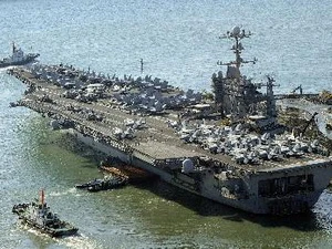 Tàu sân bay George Washington USS của Mỹ đã tới cảng Busan, Hàn Quốc. (Nguồn: Kyodo/TTXVN)