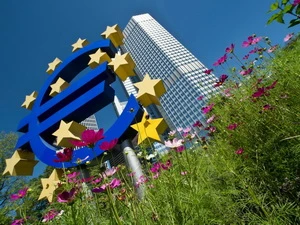 Tòa nhà Ngân hàng Trung ương Châu Âu tại Frankfurt am Main, miền trung nước Đức ngày 4/7. (Nguồn: AFP/TTXVN)