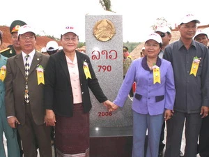 Khánh thành cột mốc biên giới 790 tại địa bàn 2 tỉnh Kon Tum và Attapu, Lào. Ảnh minh họa. (Nguồn: Trần Lê Lâm/TTXVN)