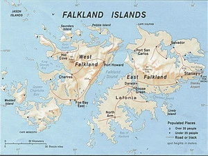 Quần đảo Malvinas (hay còn gọi là Falkland) đang tranh chấp. (Nguồn; Internet)