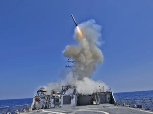 Tên lửa hành trình Tomahawk của Mỹ được sử dụng trong cuộc không kích Libya của NATO. (Nguồn: AFP/TTXVN)