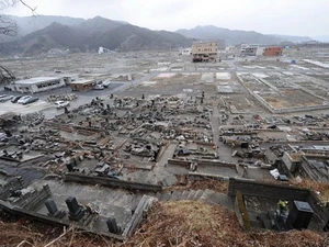 Khu vực từng xảy ra động đất và sóng thần ở thị trấn Otsuchi, quận Iwate ngày 10/3/2011. (Nguồn: THX/TTXVN)