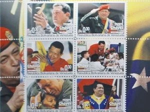 Bộ tem về ông Hugo Chavez,. (Nguồn: Agencies)