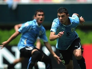 Niềm vui của các cầu thủ Uruguay. (Nguồn: Getty)