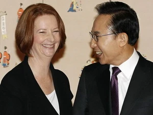 hủ tướng Australia Julia Gillard và Tổng thống Hàn Quốc Lee Myung-bak. (Nguồn: Reuters)