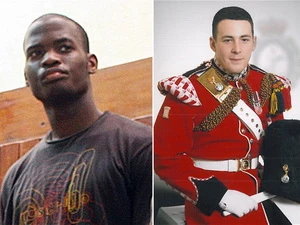 Nghi phạm Michael Adebolajo và binh sỹ Lee Rigby. (Nguồn: AFP)