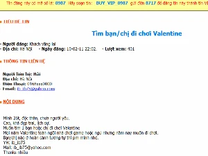 Một tin đăng tìm kiếm bạn gái đi chơi trong ngày Valentine. (Ảnh: Hồng Kiều/Vietnam+).