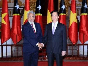 Thủ tướng Nguyễn Tấn Dũng và Thủ tướng Timor Leste Kay Rala Xanana Gusmão. (Ảnh: Đức Tám/TTXVN)