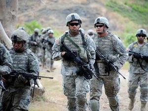 Binh sỹ Mỹ trong cuộc tập trận chung tại căn cứ quân sự ở Fort Magsaysay, Nueva Ecija, Philippines ngày 21/4. (Nguồn: AFP/TTXVN)