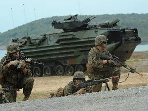 Binh sĩ Mỹ tham gia cuộc tập trận "Hổ mang Vàng" tại căn cứ Hải quân ở Sattahip ngày 10/2/2012. (Nguồn: AFP/TTXVN)