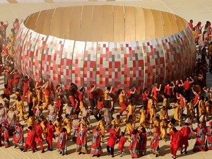 Các diễn viên múa Nam Phi biểu diễn tại lễ khai mạc World Cup 2010. (Nguồn: Getty Images)