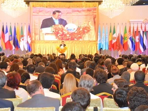 Thủ tướng Hun Sen phát biểu chào mừng Hội nghị WHC 37. (Ảnh: Trần Chí Hùng/Vietnam+)