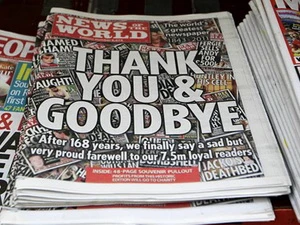 Tờ News of the World ở Anh phải đóng cửa sau vụ bê bối nghe lén ở Anh (Nguồn: AP)