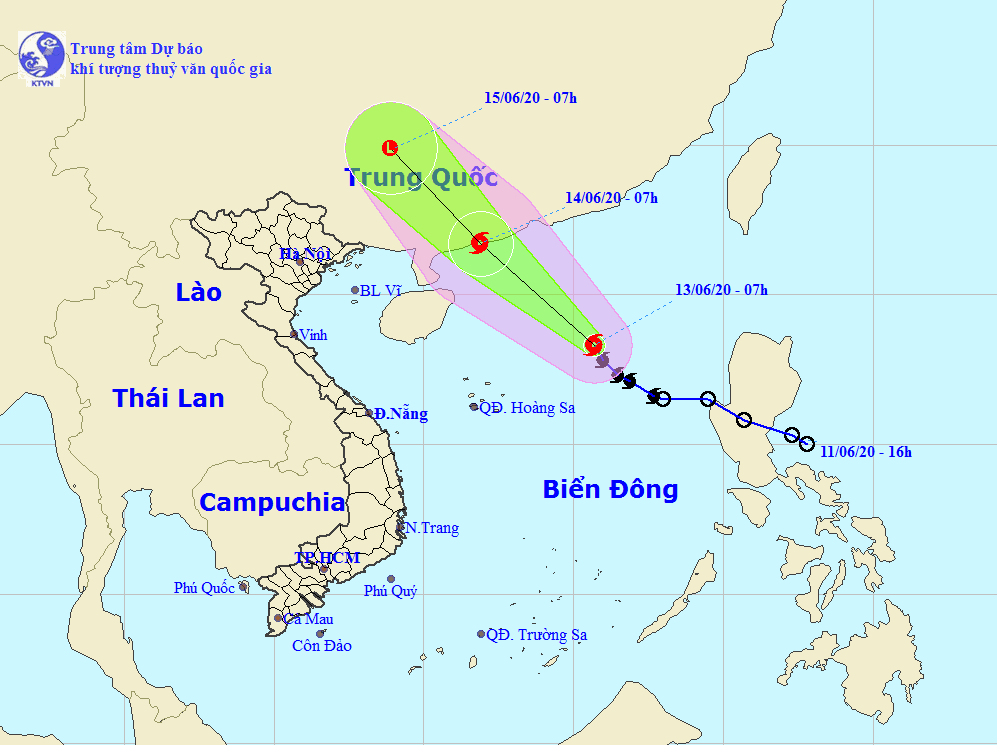 Vị trí và đường đi của bão số 1. (Nguồn: nchmf.gov.vn)