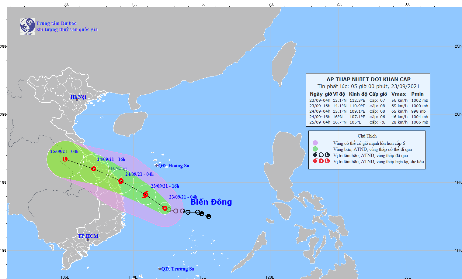 Áp thấp nhiệt đới cách Phú Yên, Bình Định 340km, gió giật cấp 9