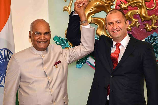 Tổng thống Ấn Độ Nath Kovind và người đồng cấp Bulgaria Rumen Radev. (Nguồn: dtnext.in)