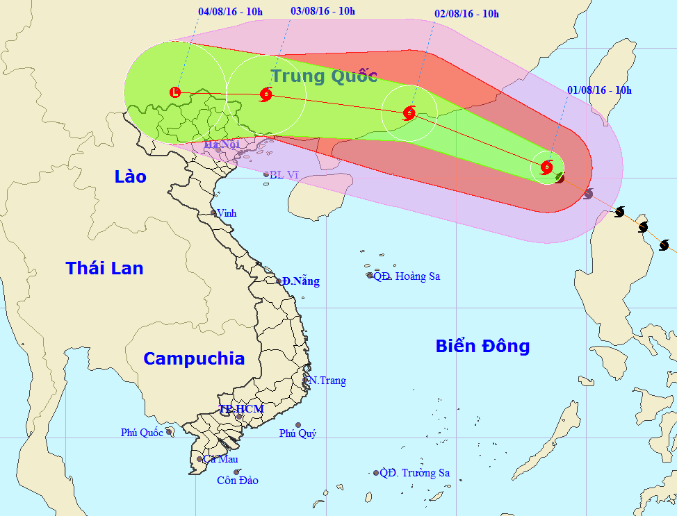 Đường đi và vị trí cơn bão số 2. (Nguồn: nchmf.gov.vn)