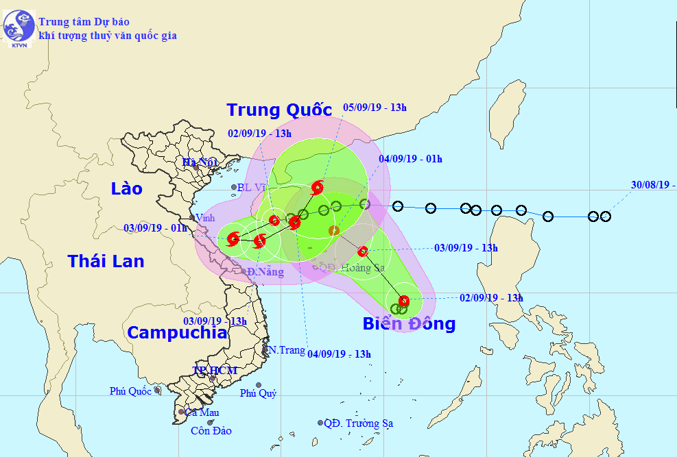 Đường đi và vị trí của hai áp thấp nhiệt đới. (Nguồn: nchmf.gov.vn)