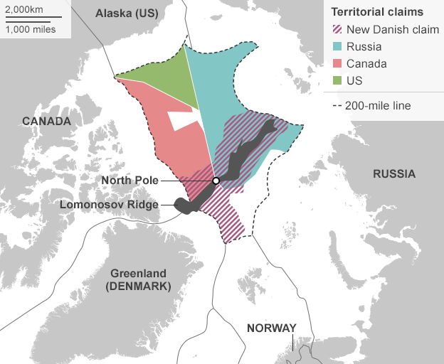 Nga trình Liên hợp quốc bản tuyên bố chủ quyền đối với các vùng lãnh thổ ở Bắc Cực. (Nguồn: bbc.com)