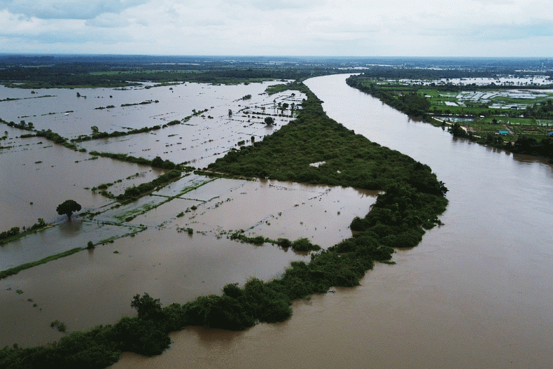 Một khu vực ở Nakhon Phanom bị ngập lụt mỗi khi nước sông Mekong dâng cao. (Nguồn: Bangkok Post)