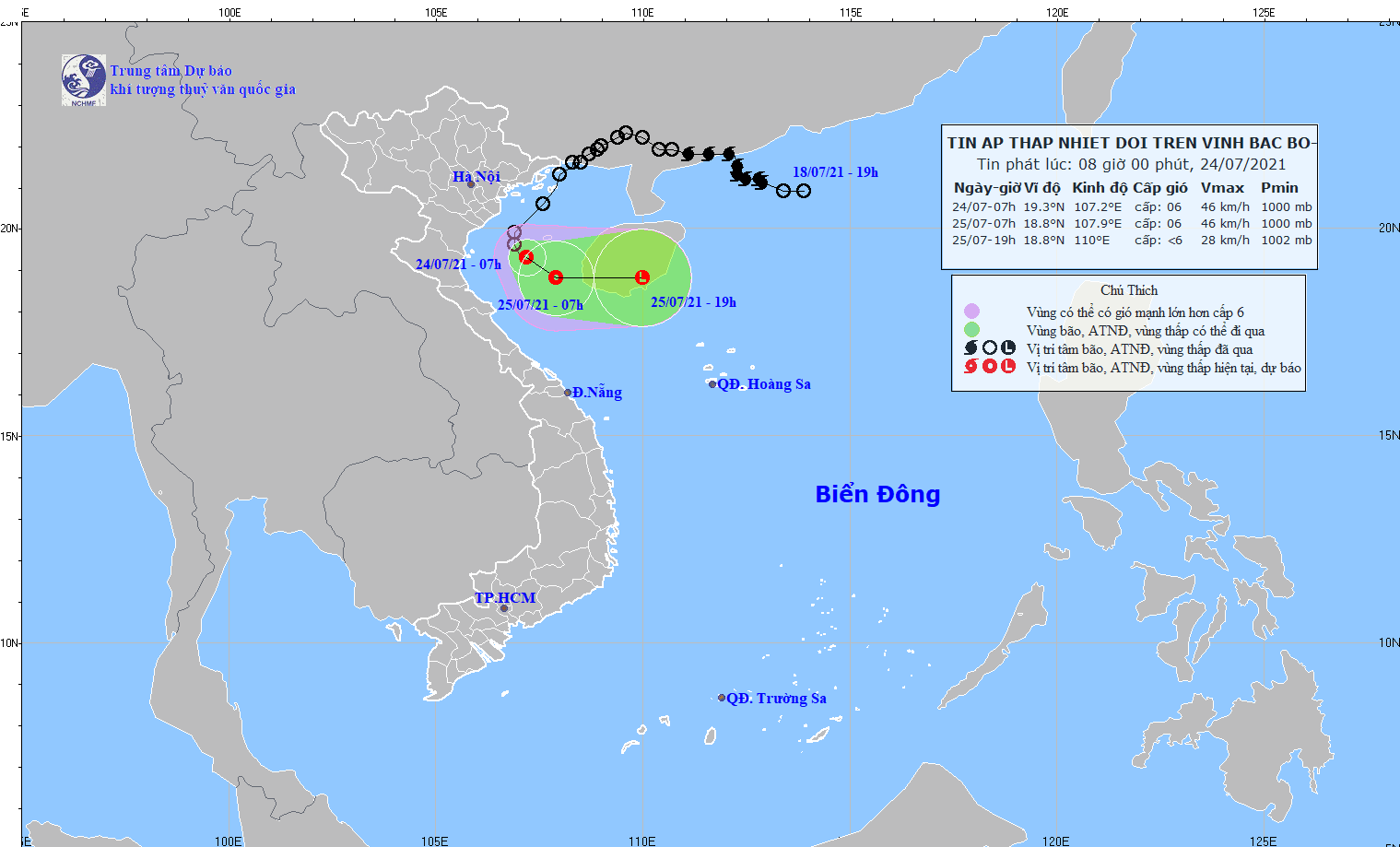 Áp thấp nhiệt đới di chuyển sát vùng biển Nam Định-Ninh Bình