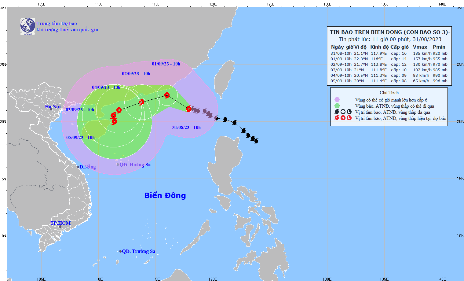Ảnh hưởng bão số 3: Bắc Biển Đông có gió bão mạnh cấp 10-13