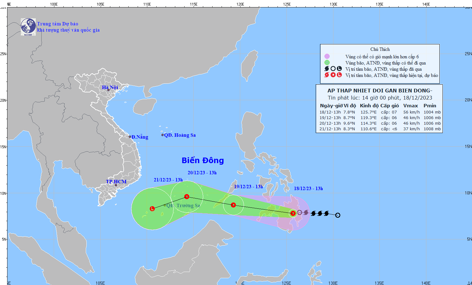 Bão Jelawat suy yếu thành áp thấp nhiệt đới. (Nguồn: Trung tâm Dự báo Khí tượng Thủy văn Quốc gia)