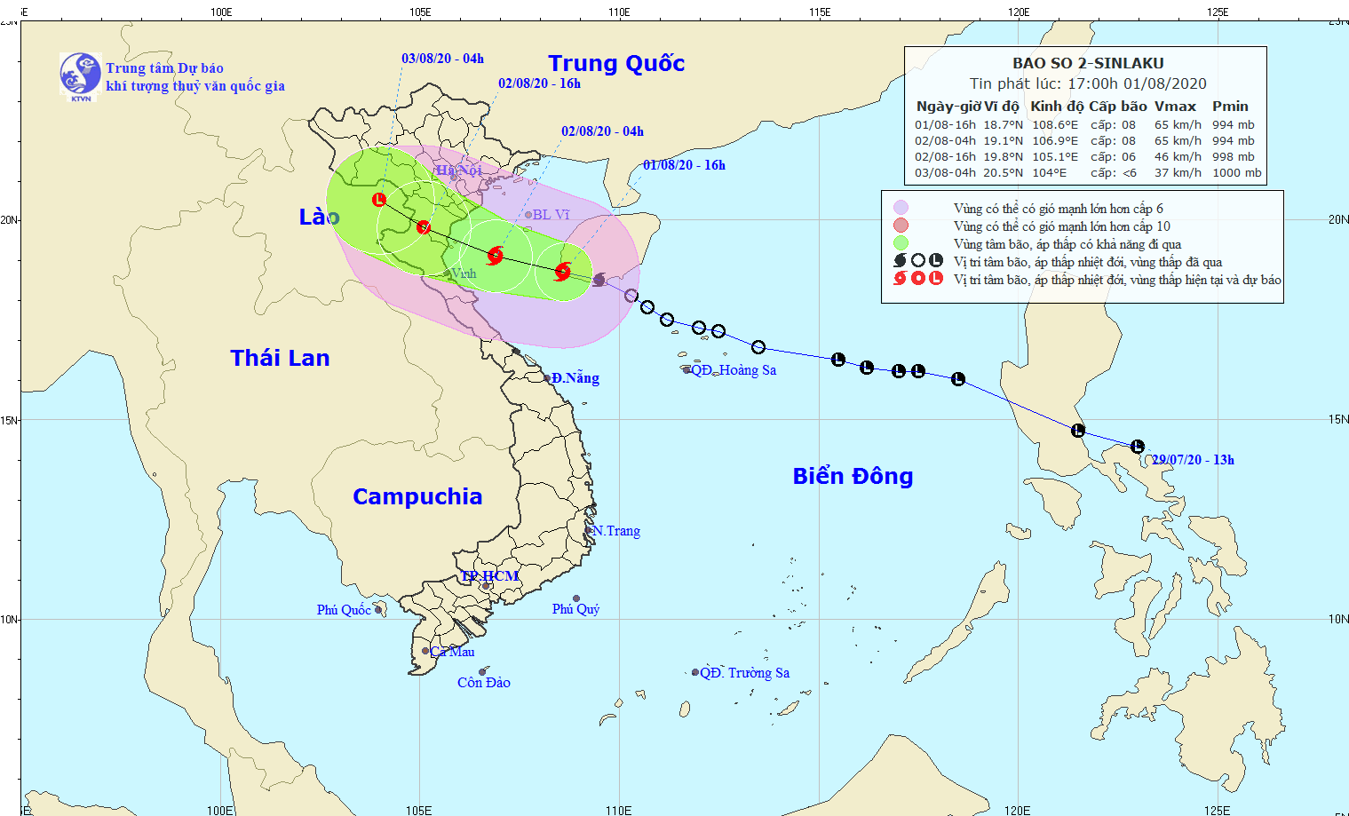 Hình ảnh vị trí và đường đi của bão số 2. (Nguồn: nchmf.gov)