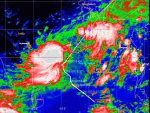 Hình ảnh cơn bão Mahasen chụp từ vệ tinh. (Nguồn: eosnap.com)
