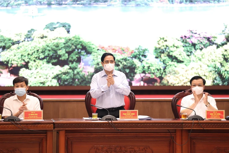 Thủ tướng Phạm Minh Chính tại buổi làm việc. (Ảnh: Dương Giang/TTXVN)