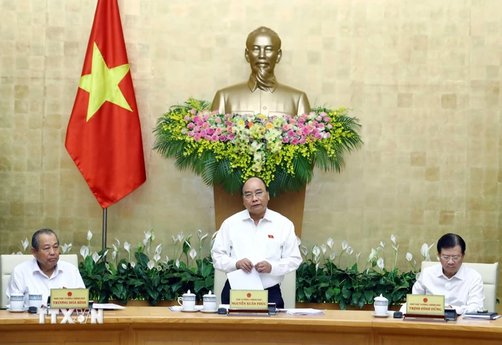 Chiều 31/5, tại Trụ sở Chính phủ, Thủ tướng Nguyễn Xuân Phúc chủ trì phiên họp Chính phủ thường kỳ tháng 5 năm 2019. (Ảnh: Thống Nhất/TTXVN)