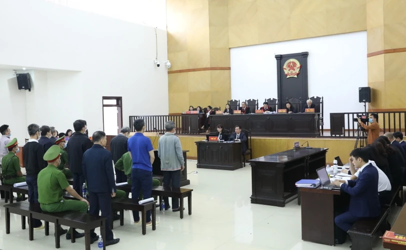 Quang cảnh phiên tòa xét xử sơ thẩm đại án kinh tế xảy ra tại Ngân hàng Thương mại cổ phần Đầu tư và Phát triển Việt Nam (BIDV). (Ảnh: Văn Điệp/TTXVN)