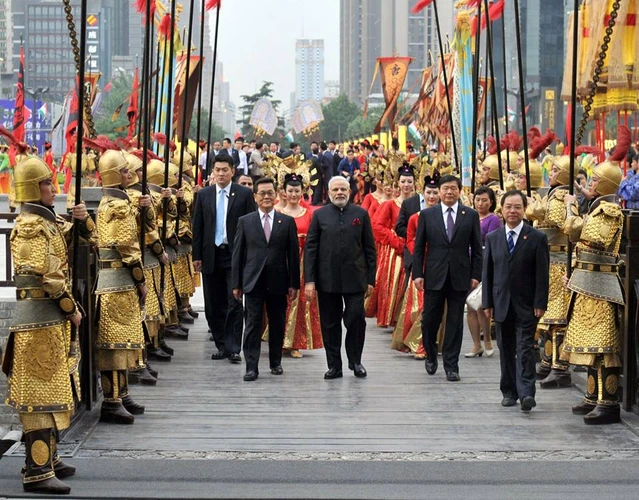 Trung Quốc đón tiếp Thủ tướng Ấn Độ Narendra Modi bằng nghi thức thời Đường ở Tây An. (Nguồn: CCTVNews) 