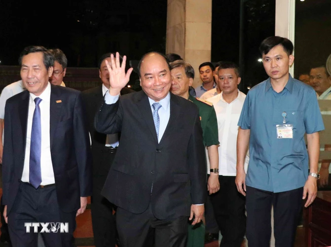 Thủ tướng Nguyễn Xuân Phúc đến dự lễ trao giải. (Ảnh: Văn Điệp/TTXVN)