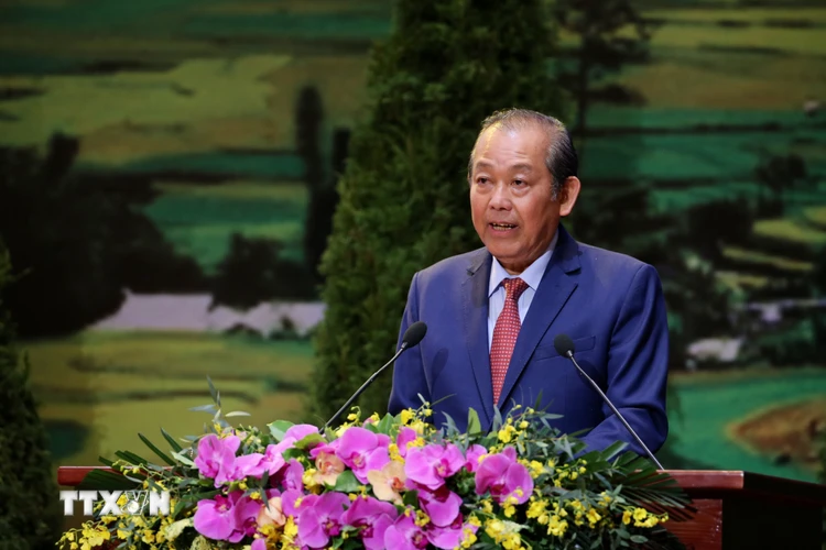 Phó Thủ tướng Thường trực Trương Hòa Bình phát biểu bế mạc Đại hội. (Ảnh: Dương Giang/TTXVN)
