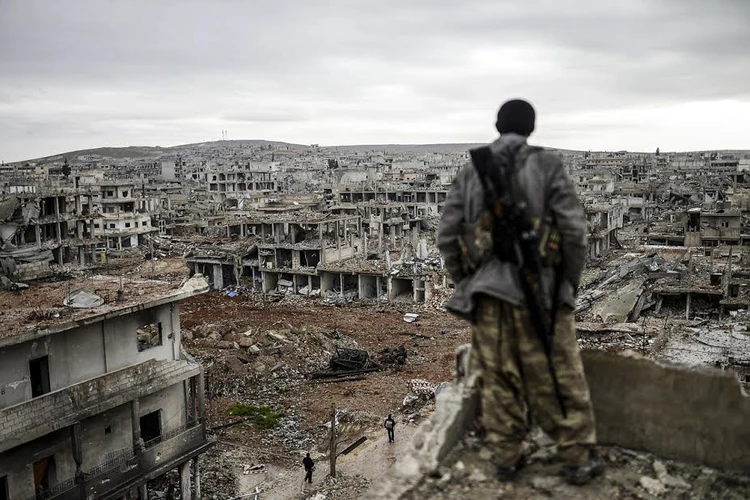 Một góc hoang tàn của thị trấn Kobane. (Nguồn: AFP)