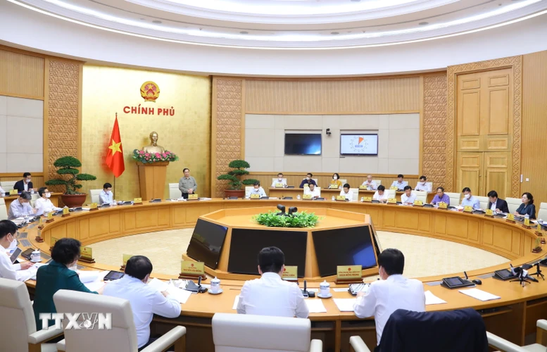 Thủ tướng Phạm Minh Chính chủ trì phiên họp Chính phủ thường kỳ tháng 10. (Ảnh: Văn Điệp/TTXVN)