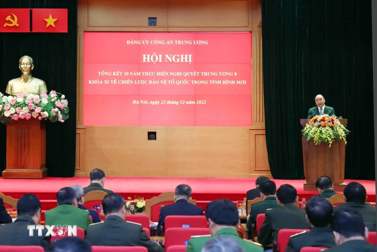 Chủ tịch nước Nguyễn Xuân Phúc phát biểu chỉ đạo. (Ảnh: Phạm Kiên/TTXVN)
