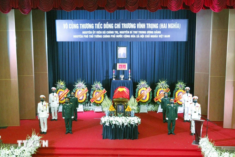 Quang cảnh Lễ truy điệu nguyên Phó Thủ tướng Trương Vĩnh Trọng . (Ảnh: Thanh Vũ/TTXVN)