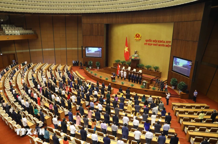 Quang cảnh Lễ tuyên thệ nhậm chức của Thủ tướng Chính phủ Phạm Minh Chính. (Ảnh: Văn Điệp/TTXVN)
