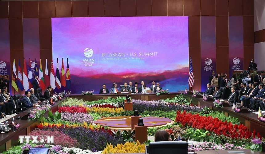 Chiều 6/9/2023, tại Jakarta, Indonesia, Thủ tướng Chính phủ Phạm Minh Chính đã dự Hội nghị Cấp cao ASEAN-Hoa Kỳ lần thứ 11. (Ảnh: Dương Giang/TTXVN)