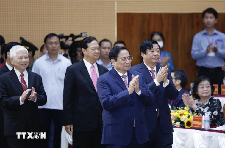 Thủ tướng Phạm Minh Chính đến dự buổi lễ. (Ảnh: Dương Giang/TTXVN)