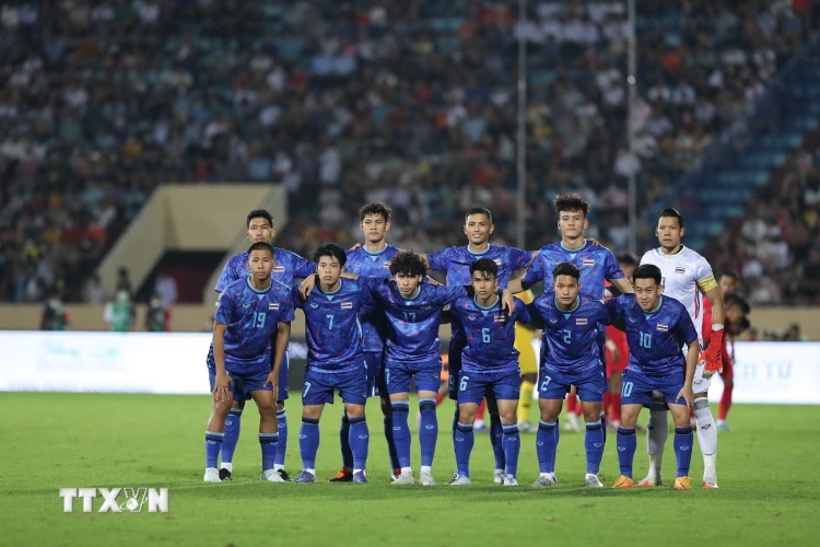 Đội hình xuất phát của U23 Thái Lan. (Ảnh: Hoàng Linh/TTXVN)