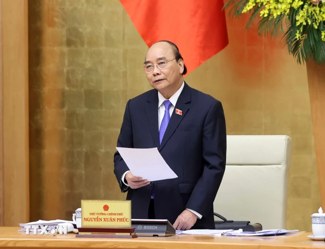 Chiều 31/3/2021, tại Trụ sở Chính phủ, Thủ tướng Nguyễn Xuân Phúc chủ trì phiên họp Chính phủ thường kỳ tháng Ba năm 2021. (Ảnh: Thống Nhất/TTXVN)