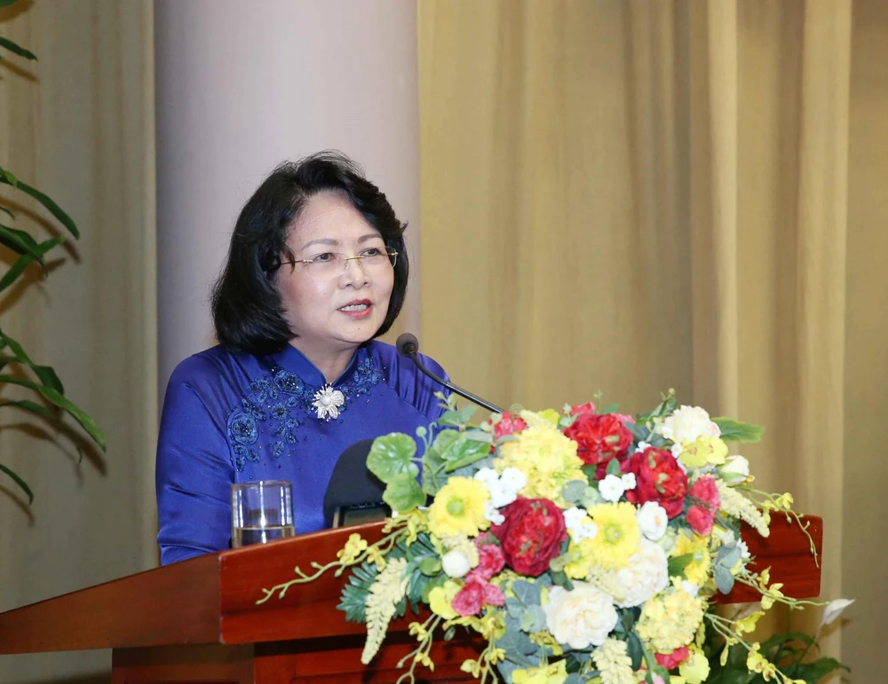 Phó Chủ tịch nước Đặng Thị Ngọc Thịnh phát biểu chỉ đạo đại hội. (Ảnh: Phương Hoa/TTXVN)
